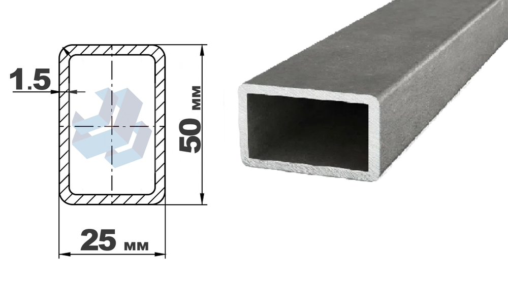 трубы электросварные прямоуг 50x25x1.5 дл 6000