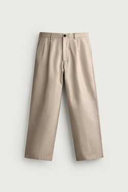 ZARA БРЮКИ STRAIGHT FIT СО СКЛАДКАМИ, СВЕТЛЫЙ РЫЖЕВАТО-КОРИЧНЕВЫЙ