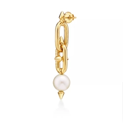 Серьги из жёлтого золота 18k c жемчугом и бриллиантами, Tiffany 💠 Titan by Pharrell Williams- В наличии