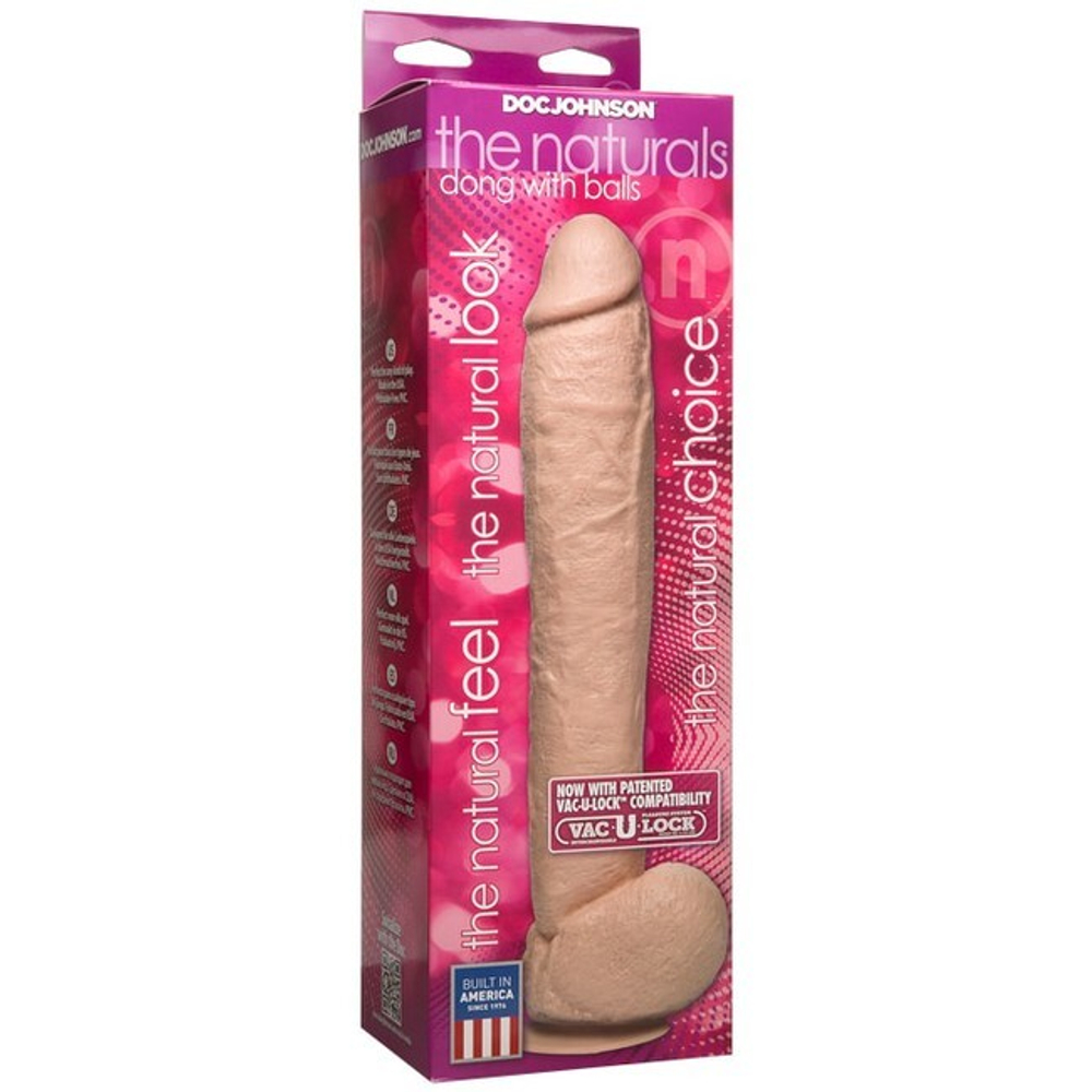 Фаллоимитатор реалистик 12 с мошонкой The Naturals - 12 Dong with Balls (Цвет: телесный)
