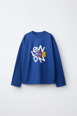 ZARA ФУТБОЛКА С ПРИНТОМ TRANSPORT FOR LONDON ©, СИНИЙ