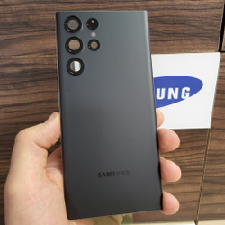Крышка для Samsung S22 Ultra - задняя стеклянная панель "хорошее качество" (чёрного цвета)