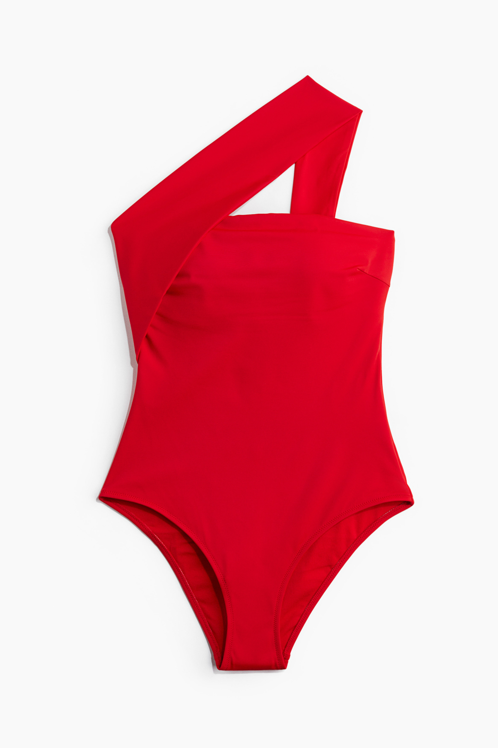 Слитный купальник на одно плечо с чашками с наполнителем — Красный - H&M