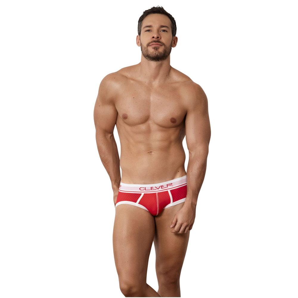 Красные трусы-брифы из перфорированной ткани Power Piping Brief (Размер: S) (Цвет: красный)