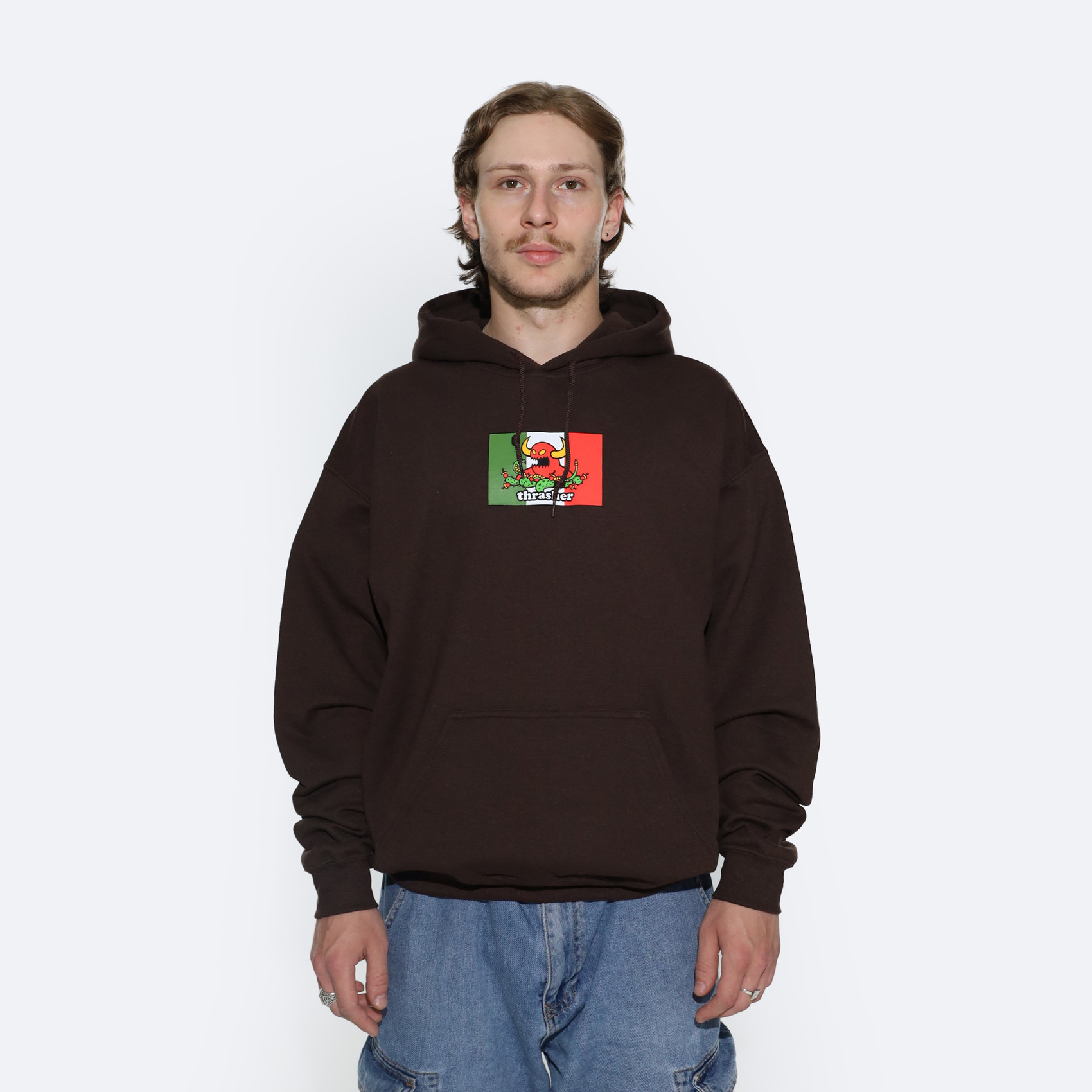 Худи Thrasher x Toy Machine Hecho Hoodie (dark chocolate) артикул: - купить в магазине Дайс
