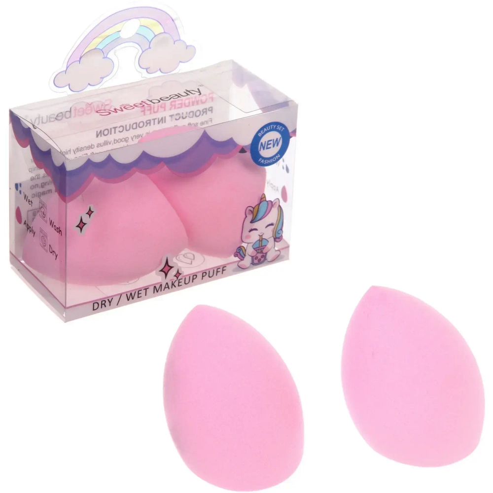 Спонжи для макияжа 2шт «КАПРИЗ», цвет розовый, 6*8,9см
