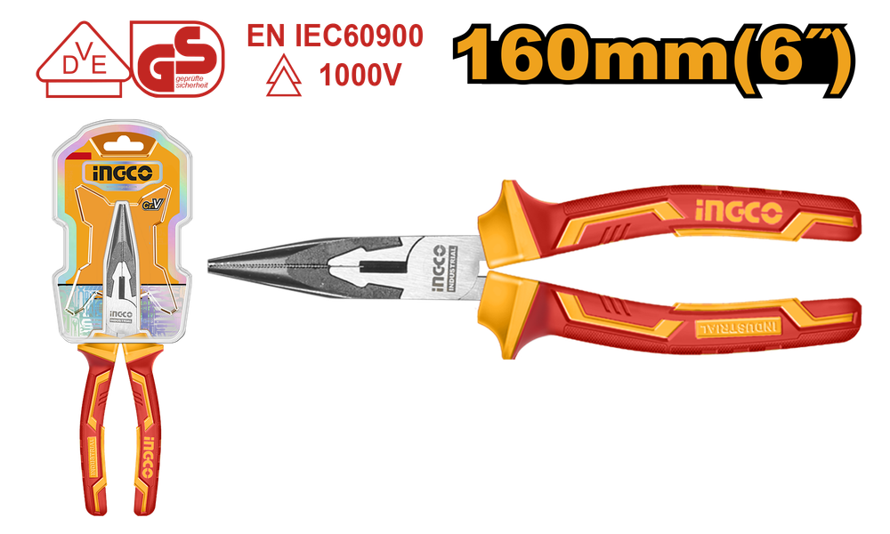 Тонкогубцы диэлектрические INGCO HILNP28168 INDUSTRIAL 160 мм Тонкогубцы диэлектрические INGCO HILNP28168 INDUSTRIAL 160 мм