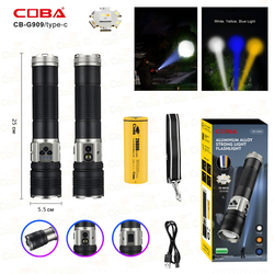 Фонарь COBA CB-G909 (аккумулятор, ремешок, USB, 3 цвета)