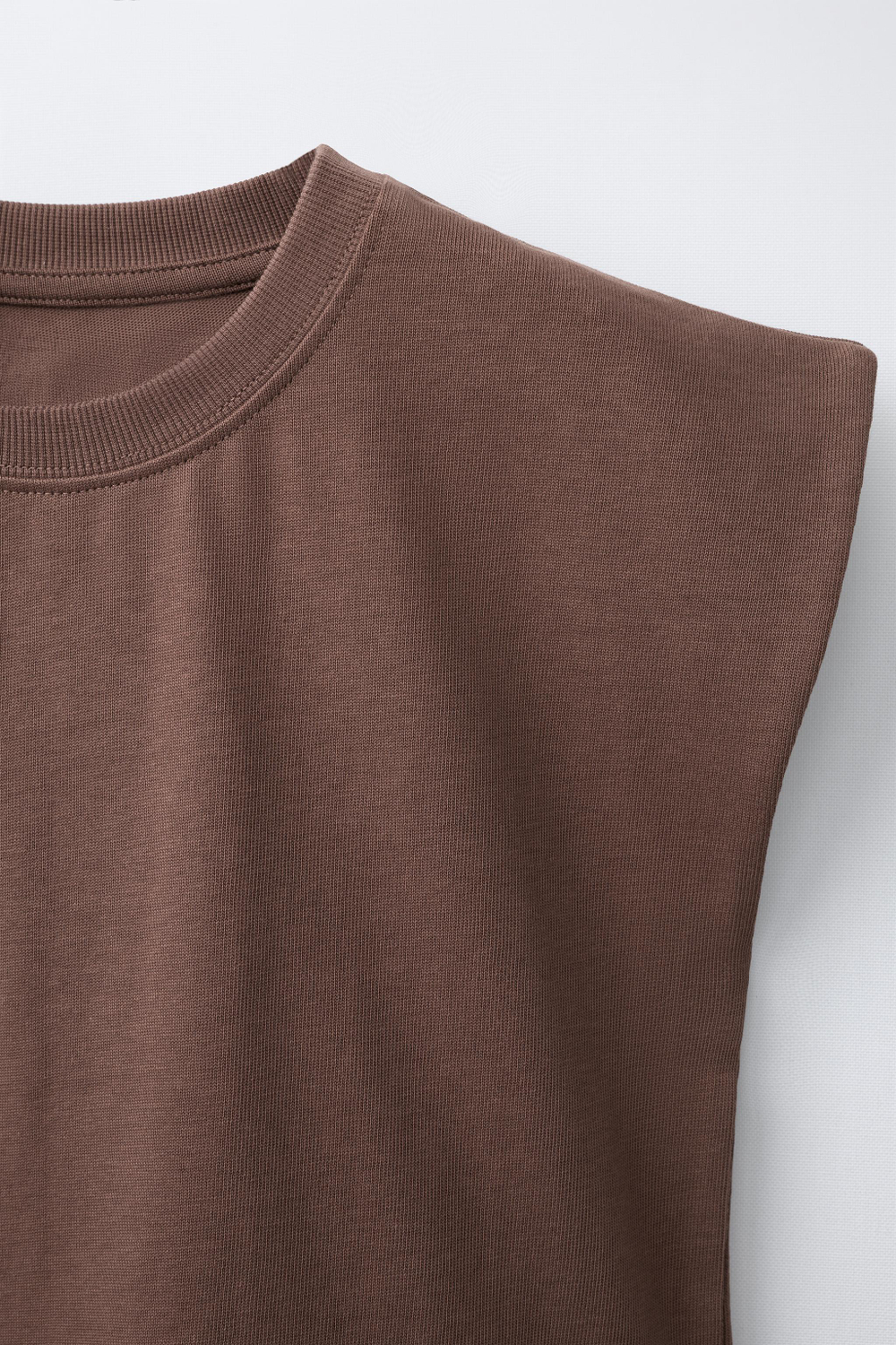 ZARA ОДНОТОННАЯ ФУТБОЛКА HEAVY WEIGHT, КОРИЧНЕВЫЙ