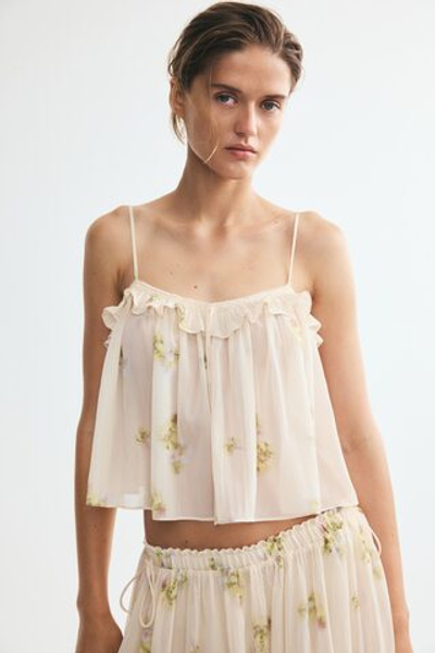 Топ из жатого шифона со шнуровкой - H&M