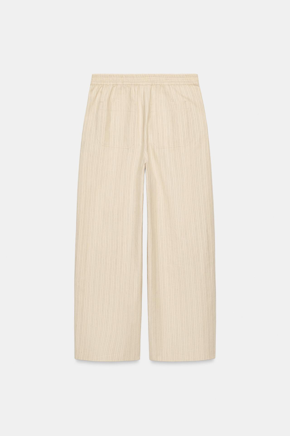 ZARA БРЮКИ В ПОЛОСКУ ИЗ ЛЬНА — ZW COLLECTION, ЭКРЮ/ЧЕРНЫЙ