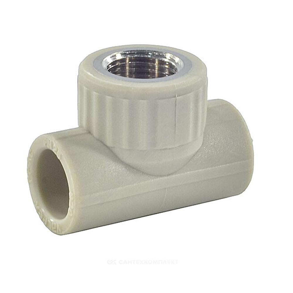 Тройник PP-R комбинированный серый Дн 20х1/2" ВР VALFEX 10127020Г