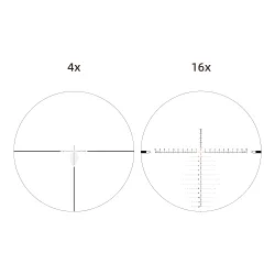 Прицел Vector Optics Tauron (Taurus) HD MIL 4-16x44 FFP, VTA-3 (MIL) - вид сетки при кратности 4x и 16x