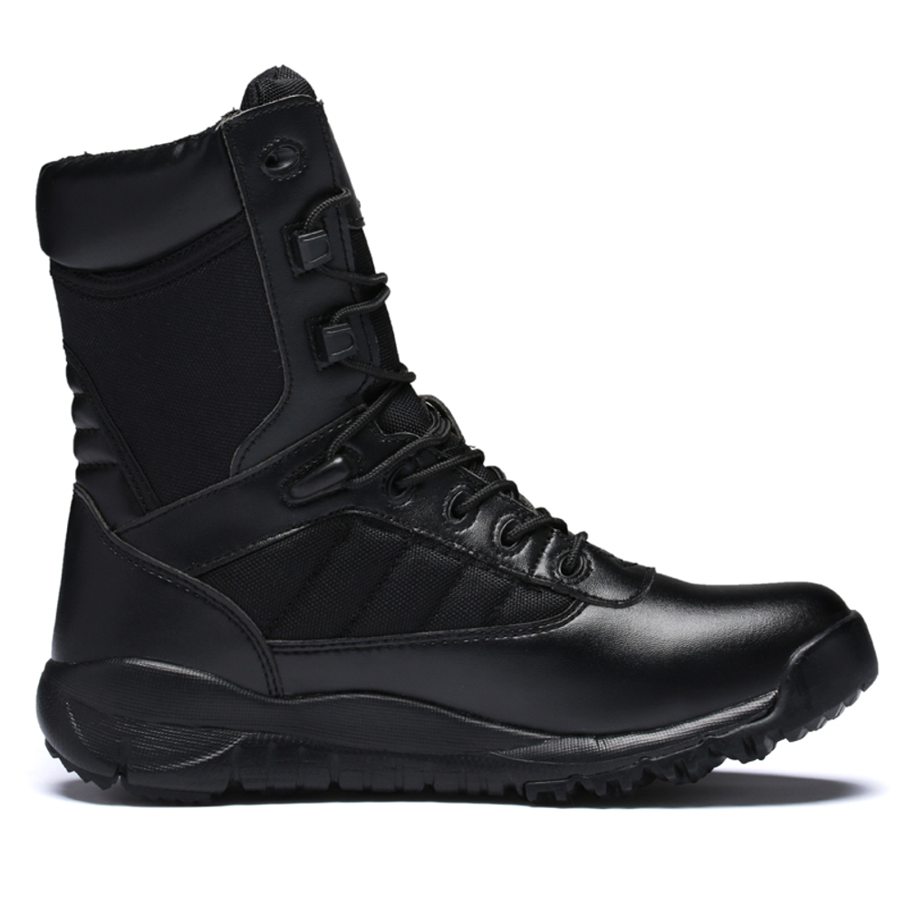 HEIWEILU Abrasion Resistant Cushioning Crew Combat Boots Men"s Black