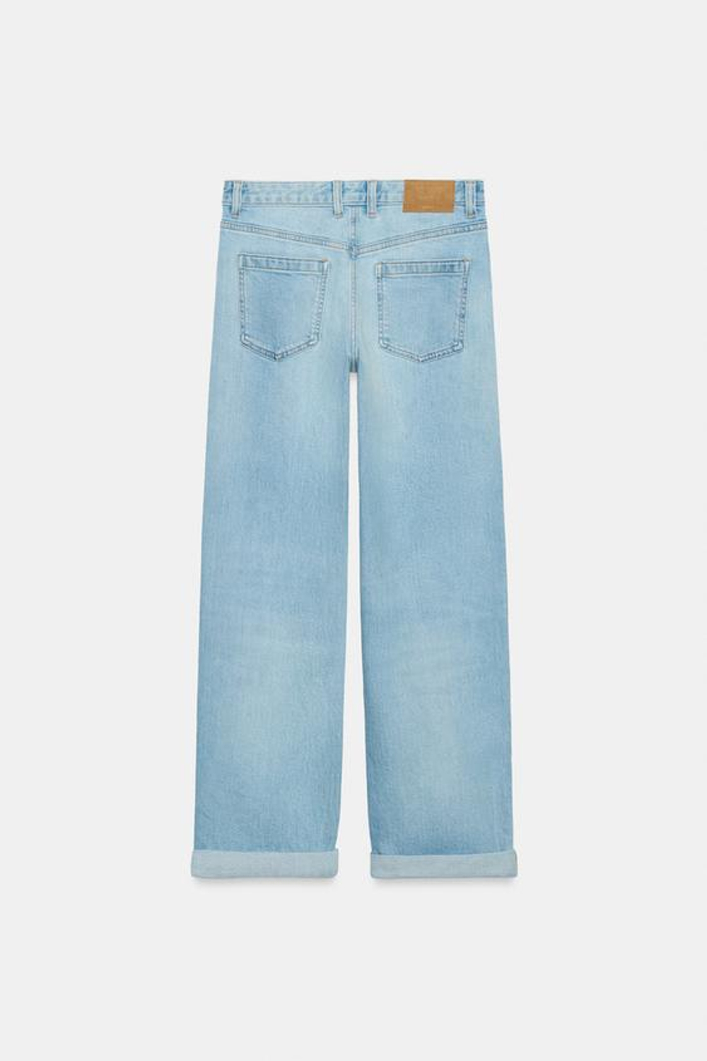 ZARA ДЖИНСЫ Z1975 RELAXED FIT СО СРЕДНЕЙ ПОСАДКОЙ И ОТВОРОТАМИ. ГОЛУБОЙ