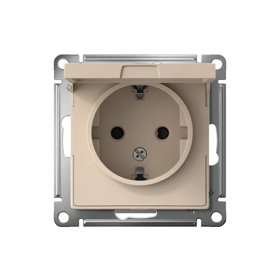 Розетка с крышкой Systeme Electric AtlasDesign Песочный ATN001246