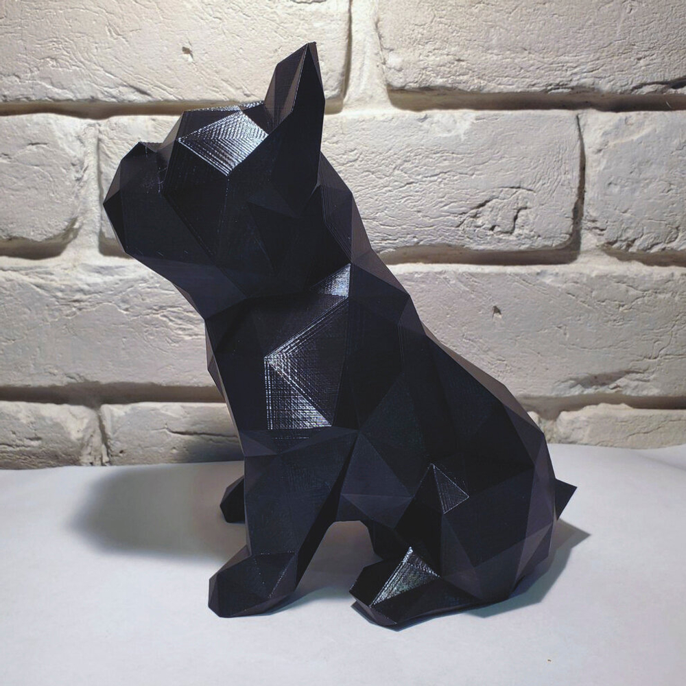 Фигурка БУЛЬДОГ, низкополигональная, дизайнерская. Low Poly Bulldog 24см., черная