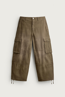ZARA БРЮКИ-КАРГО BALLOON FIT, ХАКИ