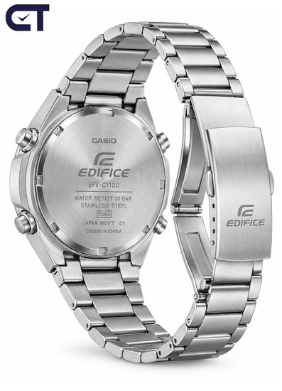 CASIO EFV-C110D-1A3VDF EDIFICE мужские наручные часы — стальной хронограф с черный циферблатом