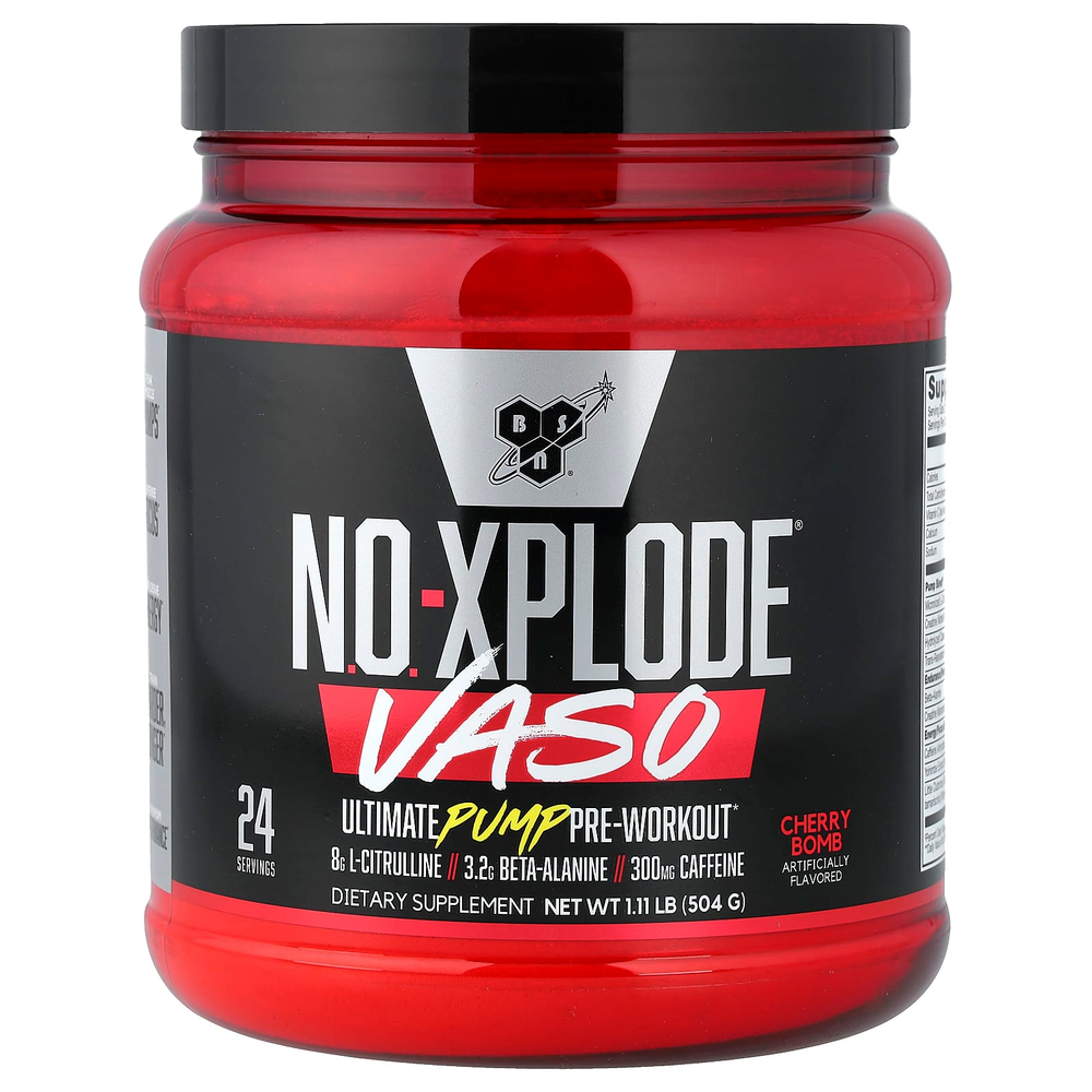 BSN, No-Xplode® VASO, предтренировочный комплекс для накачивания мышц, со вкусом вишни, 504 г (1,11 фунта)