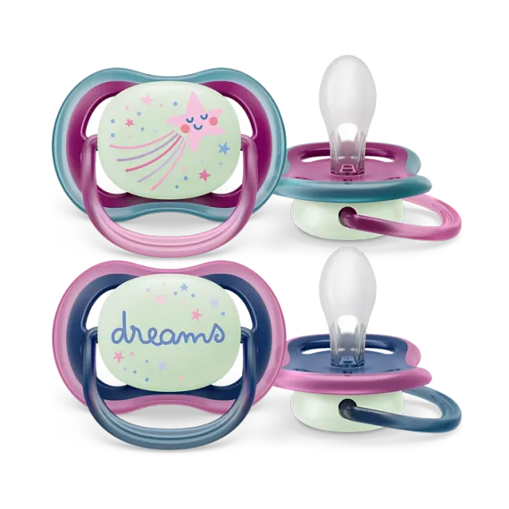 Əmzik \ Philips Avent Ultra air soother nighttime, 6-18m, 2-pack, deco girl