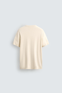 ZARA ФУТБОЛКА ИЗ СМЕСОВОЙ ВИСКОЗЫ, ЭКРЮ
