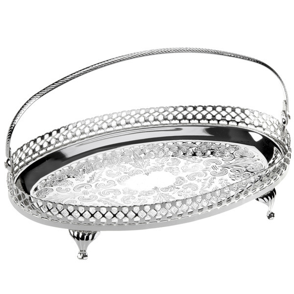 Блюдо овальное с ручкой на ножках 23x15см Queen Anne