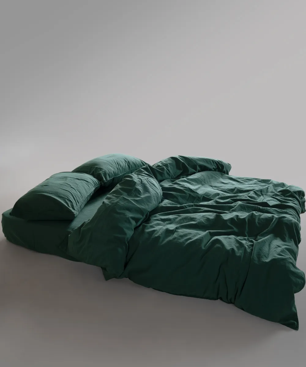 Lımasso КПБ 4 пр. Stonewashed Standart Dark Green пододеяльник 200*220, простынь 240*260, наволочки 50*70 2шт — фото 5