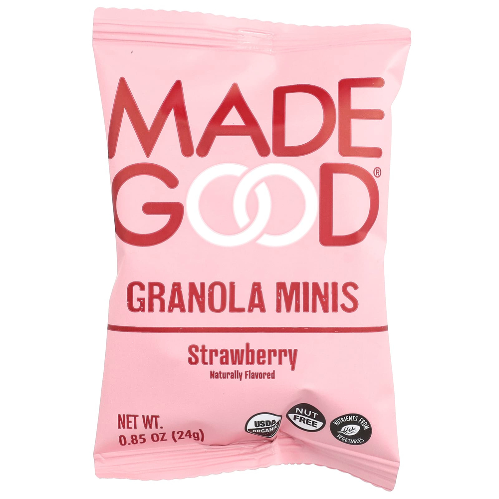 MadeGood, Гранола мини, с клубникой, 5 пакетиков по 24 г (0,85 унции)