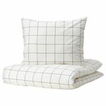 Комплект постельного белья IKEA VITKLOVER (ВИТКЛЕВЕР), Односпальный, Белый в клетку, 150x200, 50x80 см
