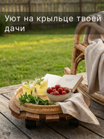 Подставка для цветов, 30х30х7, Флорэль, круглая на колесиках, этажерка, напольное, на подоконник, полка, из массива дерева, рустик