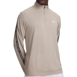 Мужская теннисная футболка Under Armour Tech Taping 1/2 Zip - timberwolf taupe/black/white