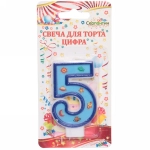 Свеча для торта Цифра Космос «5» 6 см