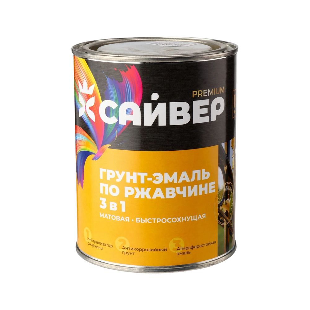 Эмаль-грунт по ржавчине 3в1 серая 0,8кг САЙВЕР Эмаль-грунт по ржавчине 3в1 серая 0,8кг САЙВЕР