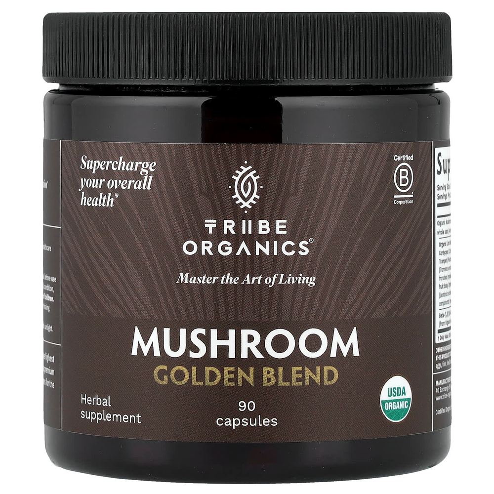 Tribe Organics, смесь золотистых грибов, 90 капсул