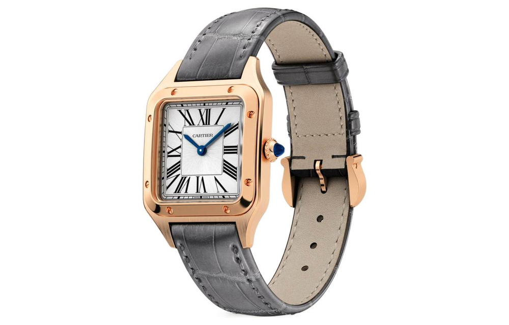 CARTIER SANTOS DE Quartz Movement Women"s Watch 27.5*38mm White Dial 18K Rose Gold Watch Case