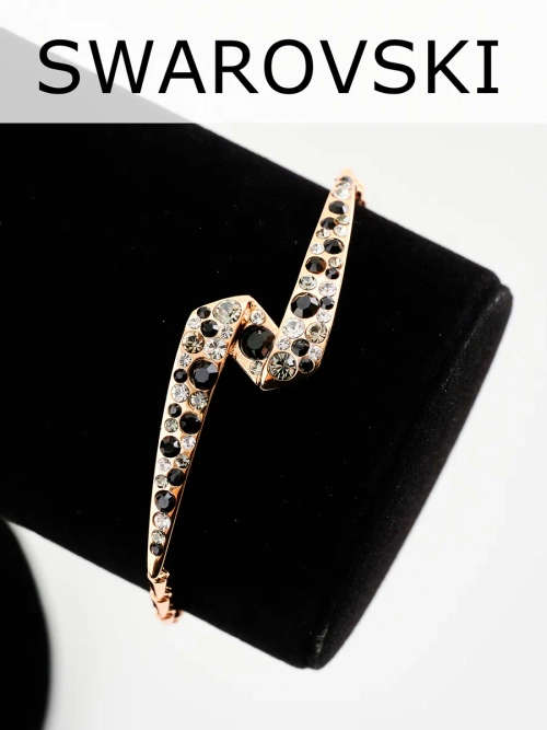 Браслет Молния с черными кристаллами Swarovski