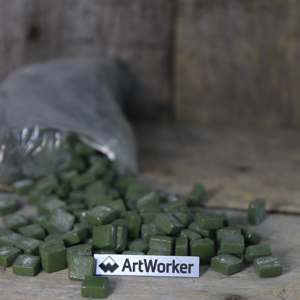 Зеленая стеклянная мозаика FLORY12 AW018, зелёный цвет, 5-6 мм толщина ArtWorker