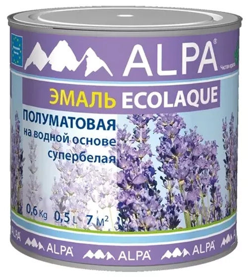 Эмаль универсальная Alpa Ecolaque полуматовая белая