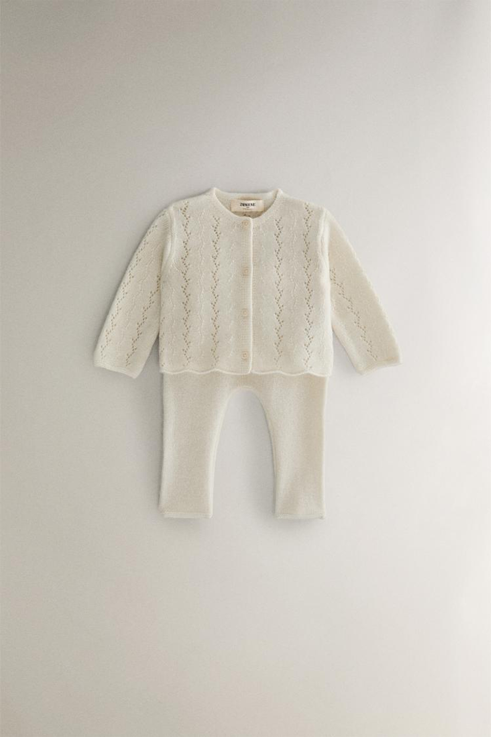 ZARA HOME КАШЕМИРОВЫЕ ДЕТСКИЕ ЛЕГГИНСЫ, ЖЕЛТОВАТО-БЕЛЫЙ