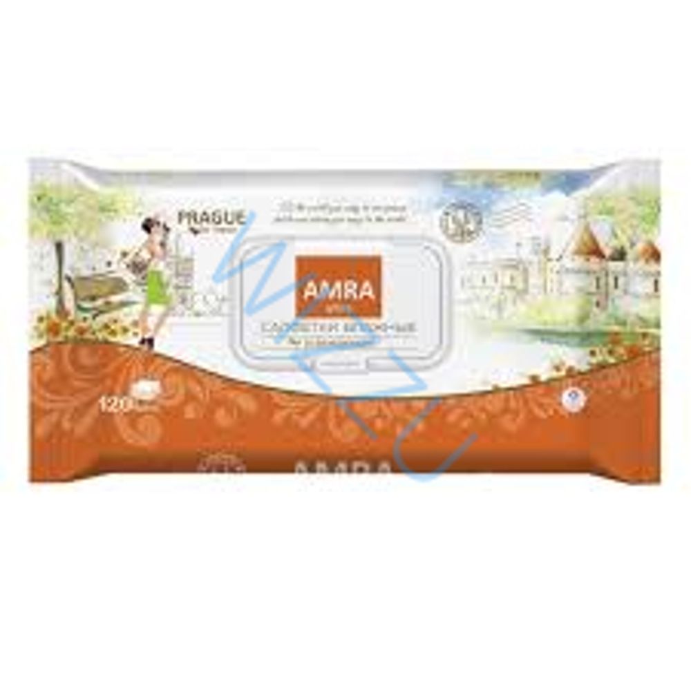 Салфетки влажные освежающие AMRA travel PRAGUE 120шт