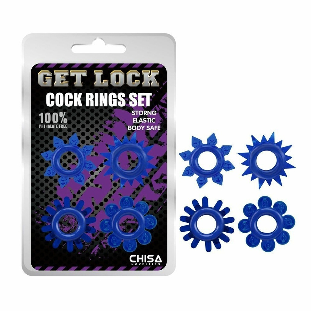 Набор из 4 синих колец Get Lock (Цвет: синий)