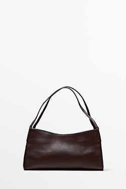 Massimo Dutti Сумка через плечо из кожи наппа, бургунди
