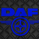 Ковры Daf XF-106 (автомат) (экокожа, черный, синий кант, синяя вышивка)
