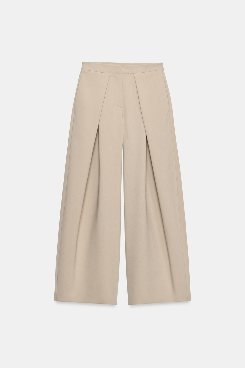 ZARA ШИРОКИЕ БРЮКИ СО СКЛАДКАМИ, ПЕСОЧНЫЙ