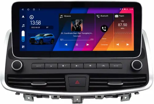 Магнитола для Nissan Teana 2008-2013 - Canbox H-Line 0810 монитор 12.3" QLED в стиле MERCEDES на Android 10, Быстрая, ТОП-процессор, CarPlay, 4G SIM-слот