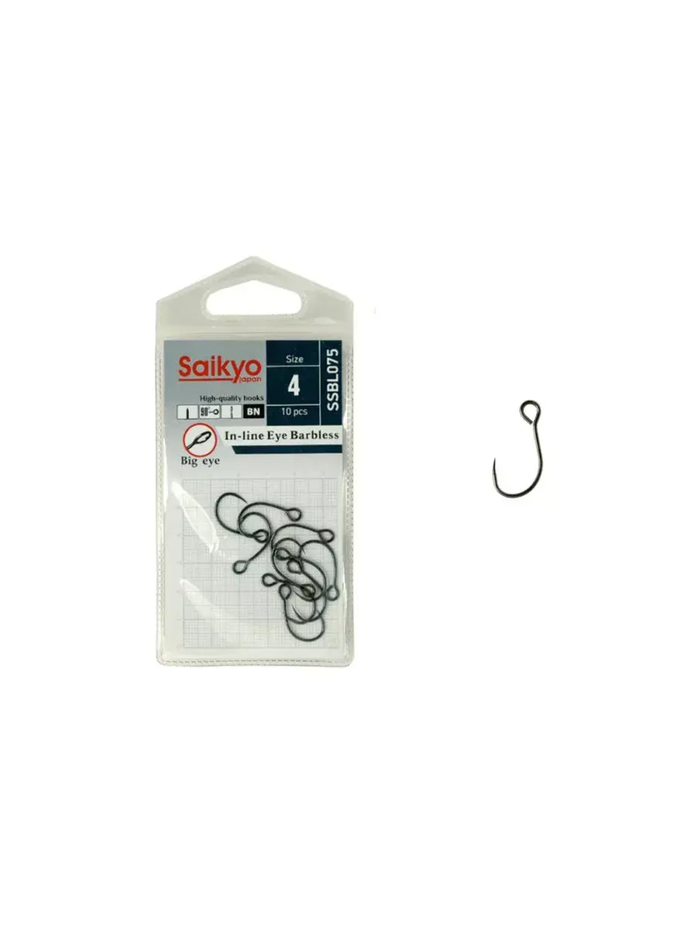 Крючки Saikyo SSBL075-BN IN-LINE EYE BARBLESS