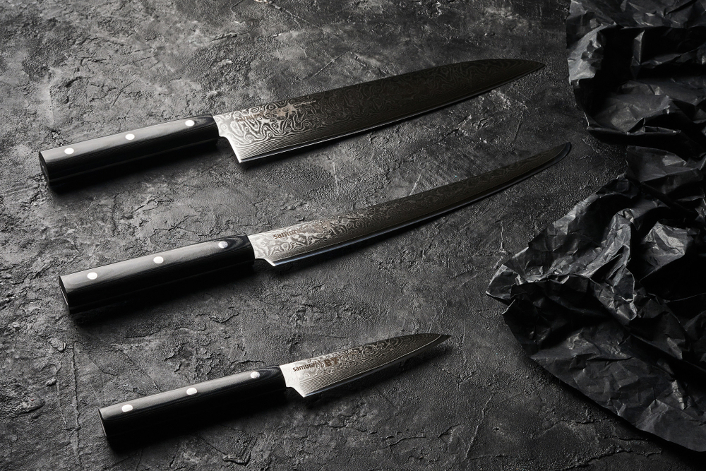 Нож кухонный для нарезки слайсер Tanto 23см Samura 67 Damascus
