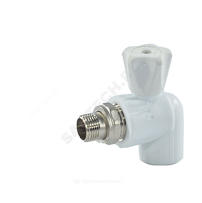 Кран шаровой PP-R белый Дн 25х1/2" НР угловой для радиатора VALFEX 10148125