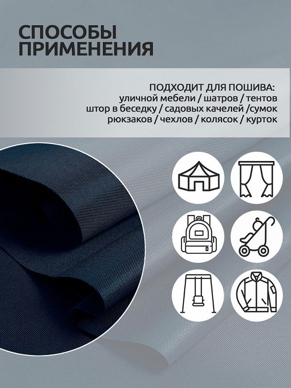 Оксфорд 200D PU1000 78 г/м², 150 см / 10 метров, ОКС.TBY200D.S058.10, S058 т.синий